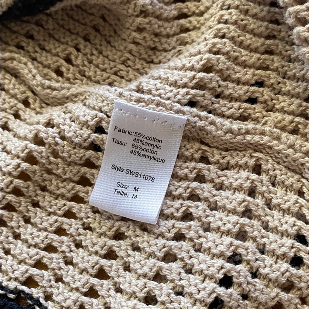 Elan Collared Sweater Open Cardigan Striped Knit Button Size Medium - Picture 5 of 5